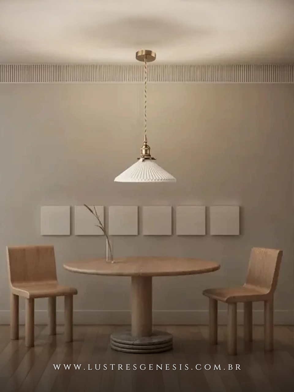 Pendente moderno Araucária dourado com cúpula branca texturizada, ideal para balcão de cozinha, quarto, sala de estar ou área gourmet.